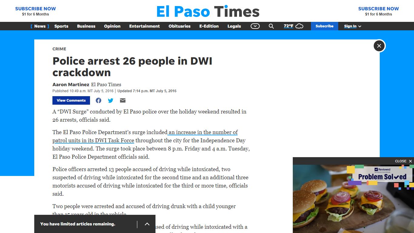 Police arrest 26 people in DWI crackdown - El Paso Times