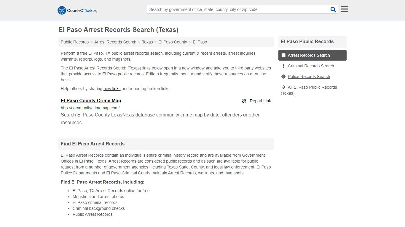 Arrest Records Search - El Paso, TX (Arrests & Mugshots) - County Office
